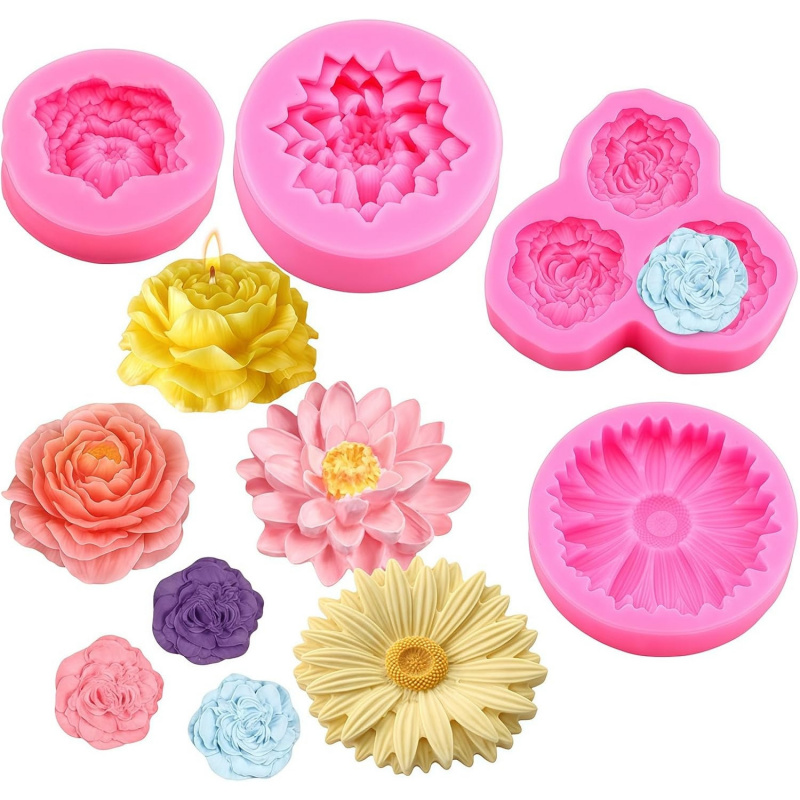 Soap Making Kit Amazon - 6 Hole 3D Floral Silicone Mold