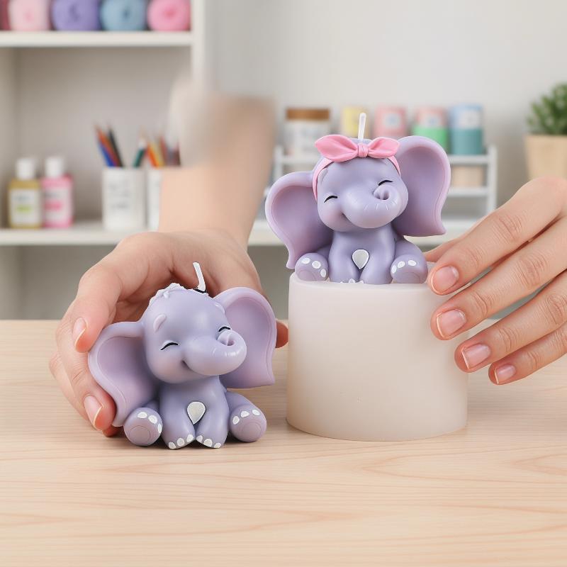 Soap Making Lye - Cute 3D Elephant Silicone Candle Mold