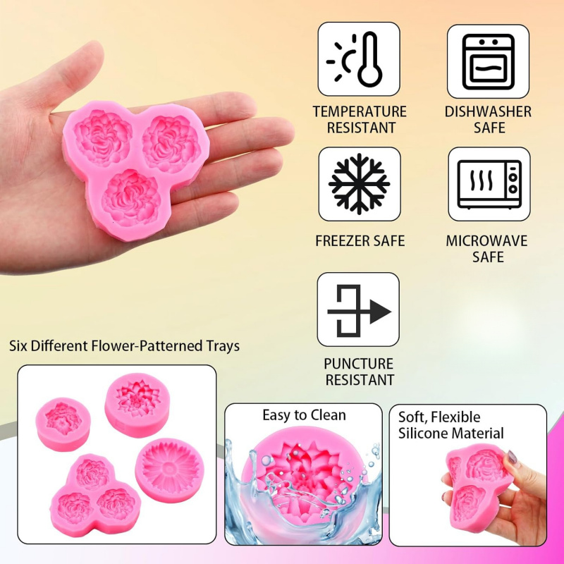6 Hole 3D Floral Silicone Mold - Soap Making Kit Amazon 评论和价格