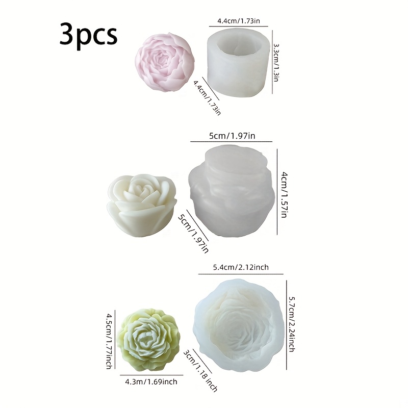 3Set of floral silicone candle - Soap Making Gel 评论和价格