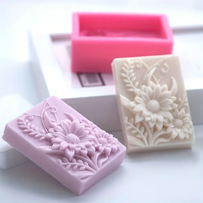 3D Flower Square Soap Silicone - Soap Making Lye 评论和价格