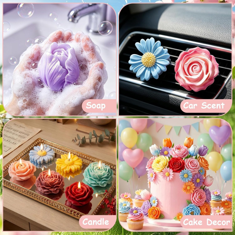Floral silicone candle mold4Se - Soap Making Gel 评论和价格