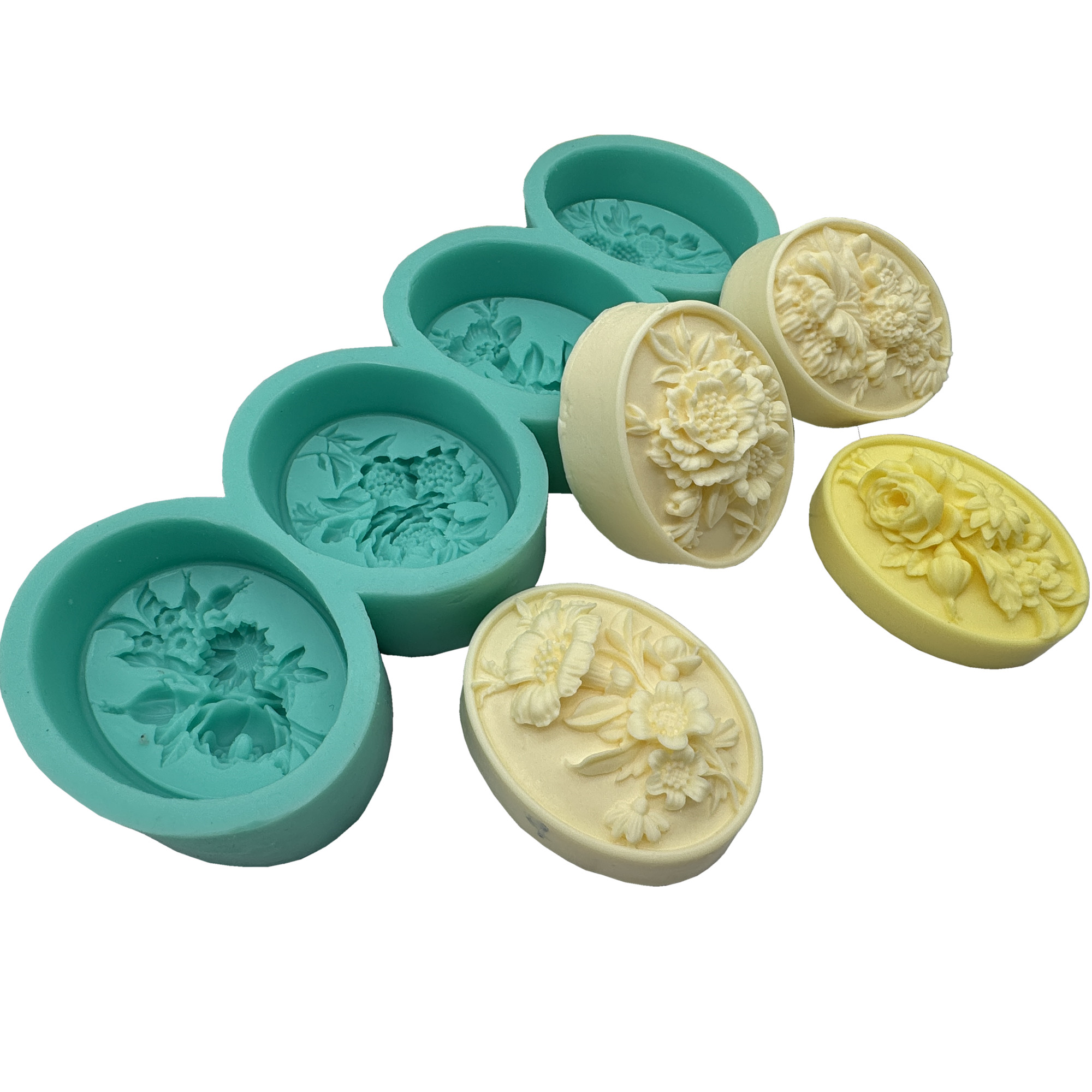 4Cavity Oval Flower 3D Soap Mo - Soap Making Lye 评论和价格