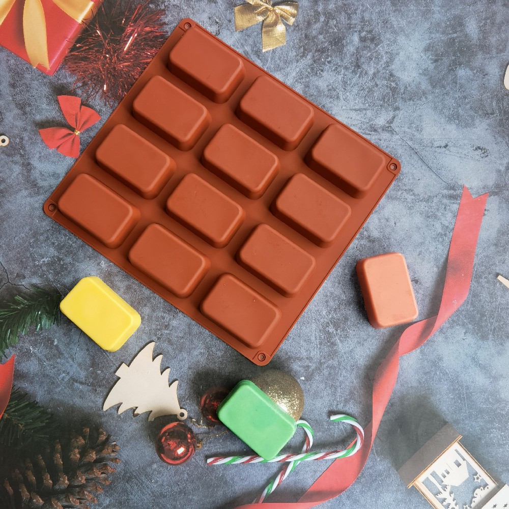 12 Cavity Square Silicone Soap - Soap Making Lye 评论和价格
