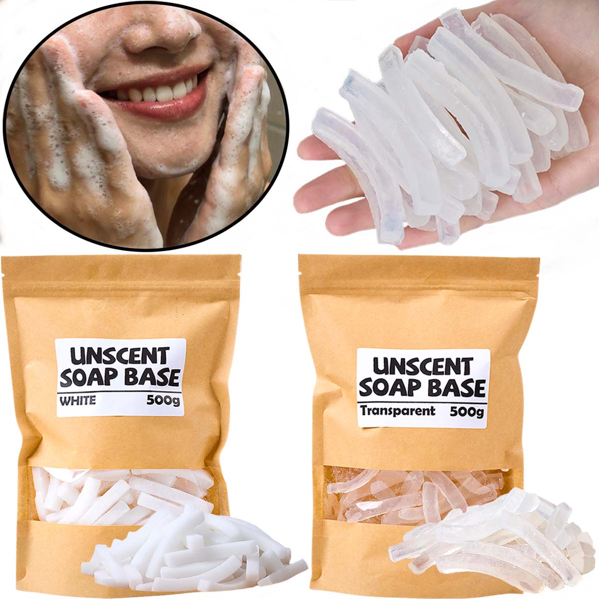 500g Transparent White Color S - Soap Making Raw Material 评论和价格