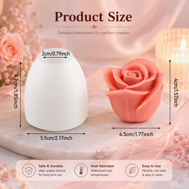 1 Pieces3DRose silicone mold，F - Soap Making Gel 评论和价格